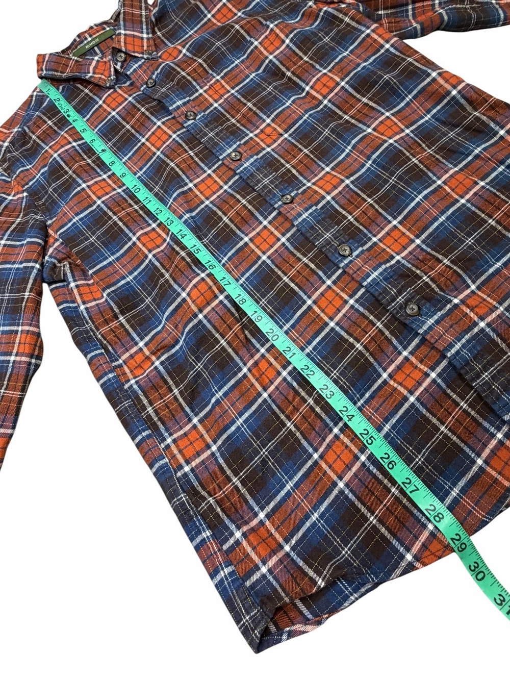 Eddie Bauer Relaxed Fit Orange & Blue Plaid Flannel Long Sleeve Button Down - M - Picture 10 of 15